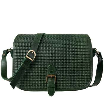 Listonoszka vintage Canaletto z plecionką w kolorze zielonym