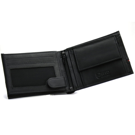 Skórzany portfel męski RFID Ellini czarno - granatowy