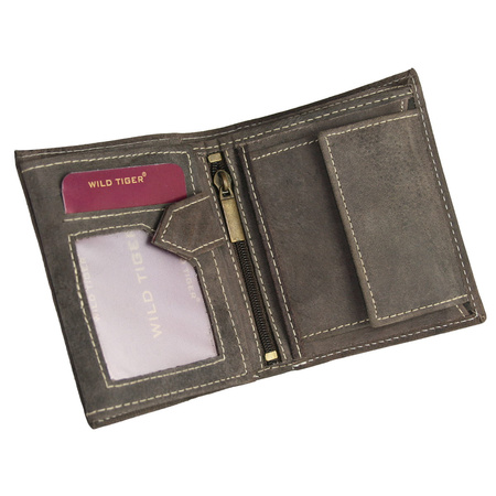 Zgrabny portfel męski Wild Tiger - ciemnobrązowy