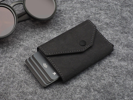 Portfel PORTER Go wykonany z  wodoodpornego papieru Wash Paper czarny