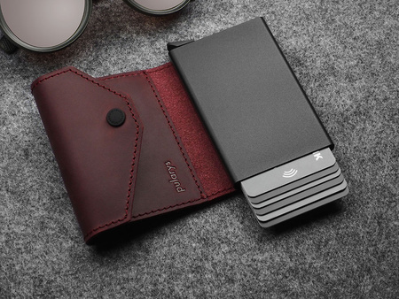 Portfel PORTER Go wykonany z woskowanej skóry Hunter wiśniowy