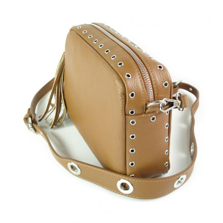 Listonoszka frędzelek, kółka ,dzety srebrne okucia Vera Pelle Camel VP1188C