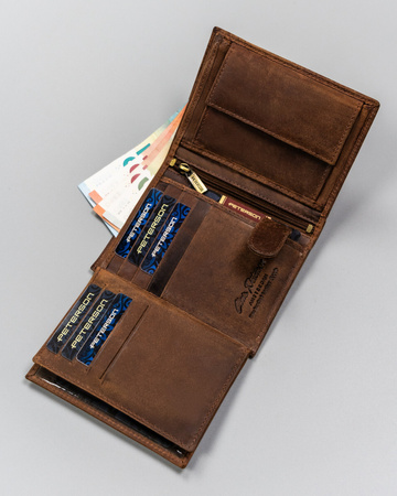 Duży, pionowy portfel męski ze skóry naturalnej - Peterson
