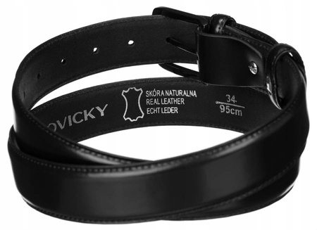 Szeroki, skórzany pasek męski z tradycyjną klamrą - Rovicky 110