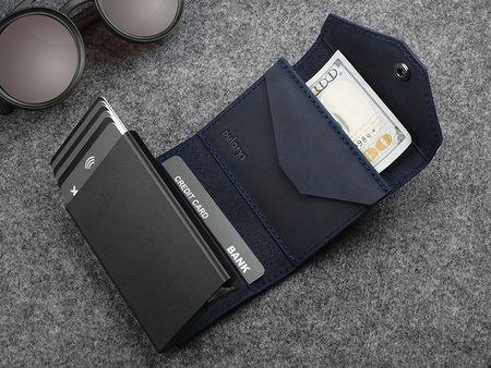 Portfel PORTER Go wykonany z woskowanej skóry Hunter granatowy