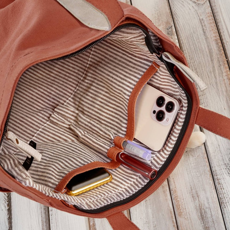 Torba damska na ramię shopper dua wegaska materiaowa pojemna pomaraczowa Paolo Peruzzi E-17-RU