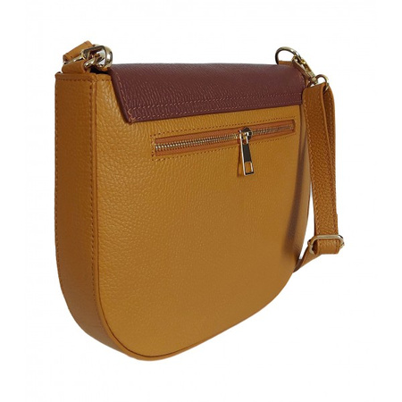 Listonoszka skórzana Vera Pelle podkówka Camel z brązem VPP38CM