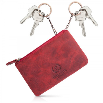 Czerwone skórzane etui na klucze vintage Paolo Peruzzi T-51-RD