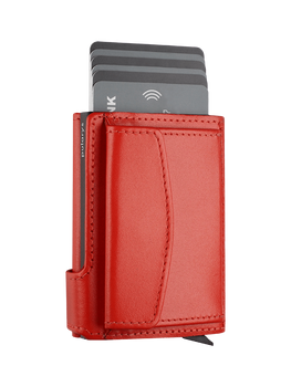 Portfel SOLO Max wykonany z miękkiej w dotyku skóry Italia pomarańczowy