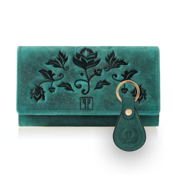Portfel damski skórzany Paolo Peruzzi T-05-GR z breloczkiem T-85-HRD