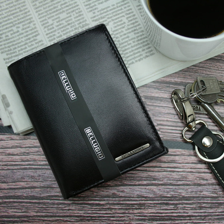 Skórzany portfel męski Bellugio RFID - czarny