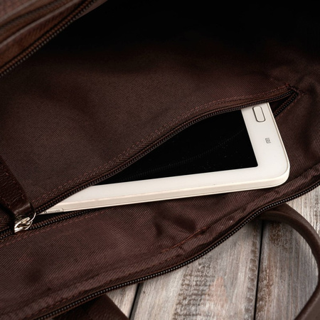 Torba męska skórzana na laptopa Paolo Peruzzi E-25-BR brązowa