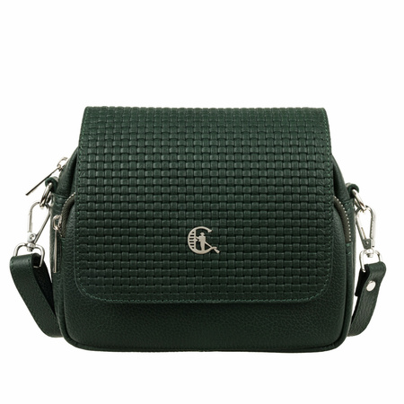 Listonoszka skórzana Canaletto z tłoczeniem - zielona elegancja na co dzień