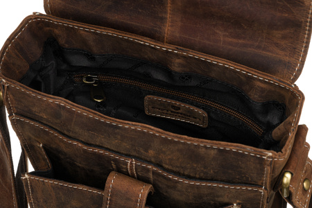 Listonoszka męska Peterson w brązowej skórze ze złotymi detalami