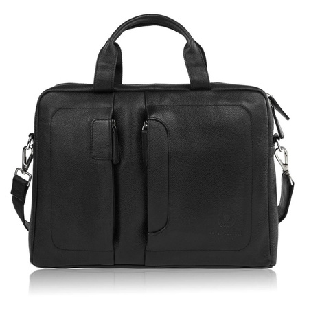 Torba męska skórzana na ramię do laptopa czarna Paolo Peruzzi E-26-BL