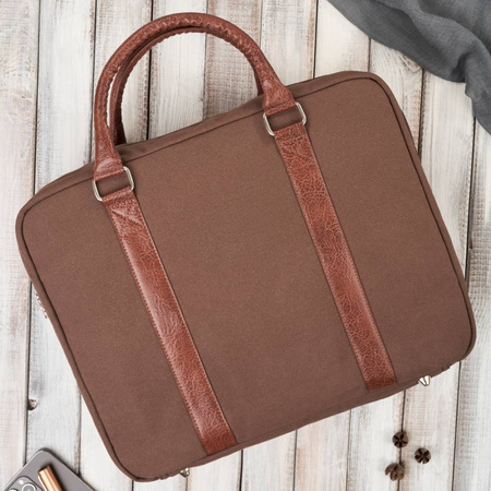 Torba męska na ramię lub do ręki wegaska do pracy na laptopa brązowa Paolo Peruzzi E-14-BR