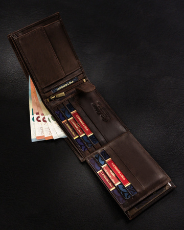 Portfel skórzany męski z tłoczeniem Peterson - duży, elegancki design