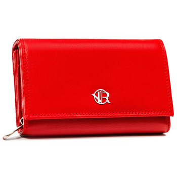 Portfel damski skórzany czerwony z ochr. RFID - Rovicky