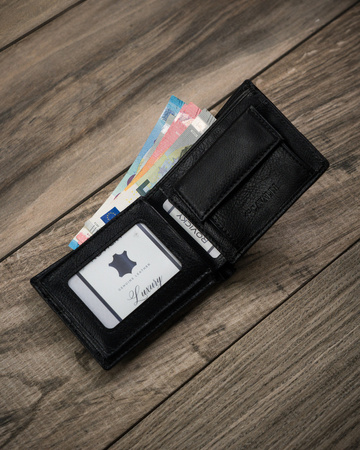 Portfel męski z zakładkami na karty - Cavaldi, czarny, skórzany