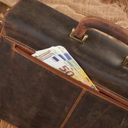 Torba skórzana męska na ramię brązowa Paolo Peruzzi T-122-HBR