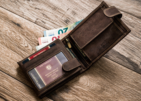 Portfel męski z nubukowej skóry naturalnej - Klasyka Peterson