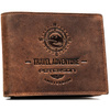 Portfel męski skórzany z tłoczeniem - Peterson, duża pojemność, brązowy