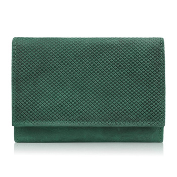 Portfel damski skórzany we wzory geometryczne mały vintage zielony RFID Paolo Peruzzi T-112-HGR