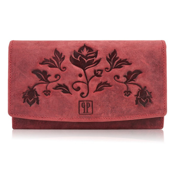 Portfel damski skórzany duży vintage Paolo Peruzzi T-01-RD