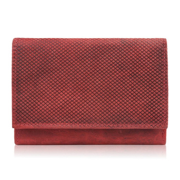 Portfel damski skórzany we wzory geometryczne mały vintage czerwony RFID Paolo Peruzzi T-112-HRD
