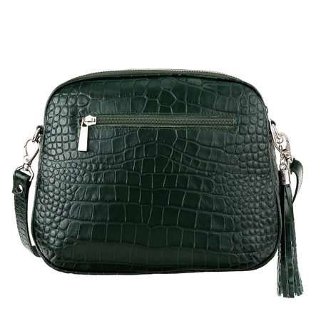 Listonoszka skórzana Canaletto w zielonym kolorze z tłoczeniem krokodyla