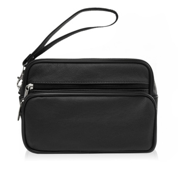 Saszetka męska skórzana do ręki klasyczna czarna maa Abruzzo ABR-09