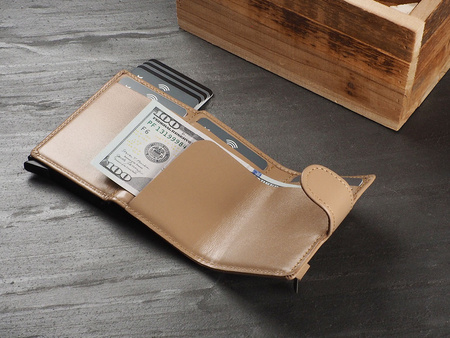 Portfel SOHO Zip wykonany z delikatnej, ekskluzywnej skóry Italia beżowy