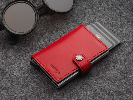 Portfel EASY WALLET wykonany z garbowanej skóry Nomad czerwony