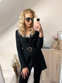 Skórzany pasek damski MELISA czarny 115-130-cm
