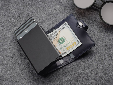 Portfel HIKER - CHIC Decor wykonany z garbowanej skóry Nomad granatowy