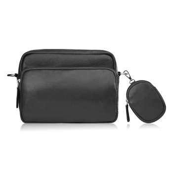 Torebka damska listonoszka skórzana z etui na klucze i drobiazgi czarna Paolo Peruzzi E-34-BL