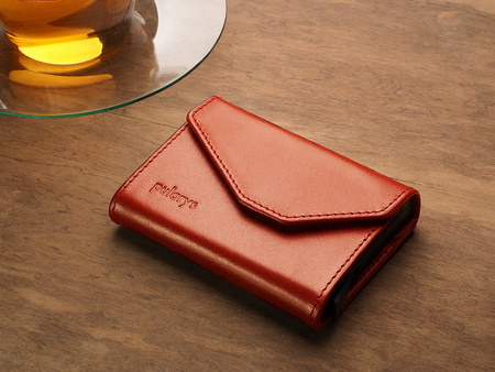 Portfel PORTER Go wykonany z miękkiej w dotyku skóry Italia pomarańczowy