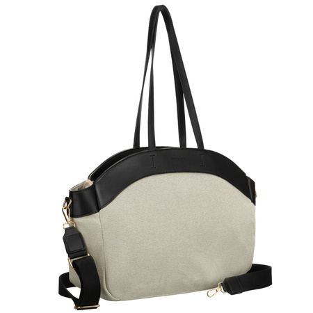Torba damska typu shopper w beżowo-czarnym kolorze - Peterson