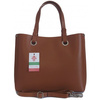 Torba shopper skórzana Vera Pelle camel z trzema komorami A4