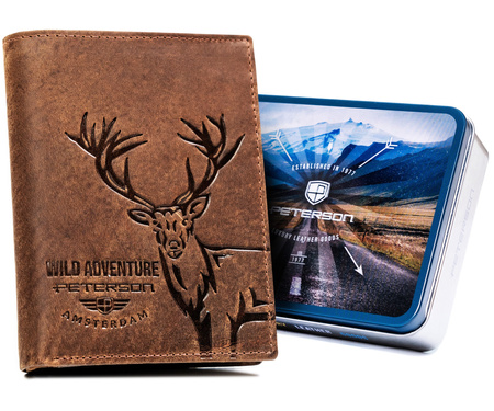 Duży, pionowy portfel męski ze skóry naturalnej - Peterson