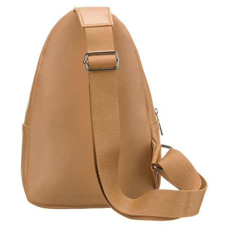 Saszetka damska crossbody w kolorze beżowym - ekologiczna skóra Peterson