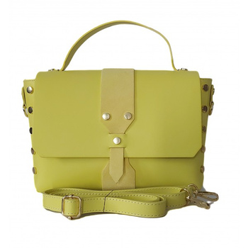 Kuferek listonoszka A5 złote dżety + zamsz żółty Vera Pelle   VPK789GL