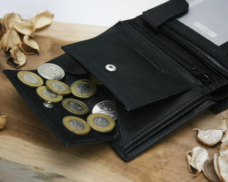 Portfel męski skórzany RFID - czarno-czerwony