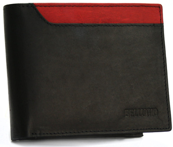Portfel męski z kolorową wstawką Bellugio - czarno-czerwony