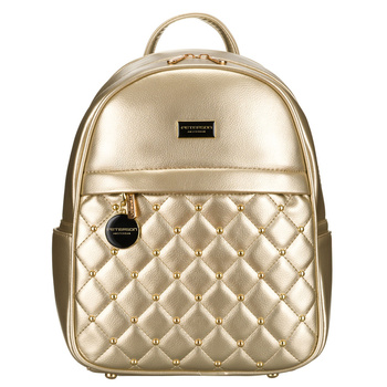 Plecak damski złoty pikowany ze skóry ekologicznej Peterson