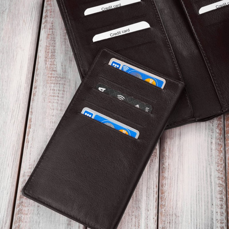 Duy portfel damski ciemnobrązowy handmade z ochroną RFID Paolo Peruzzi AY-08-BR