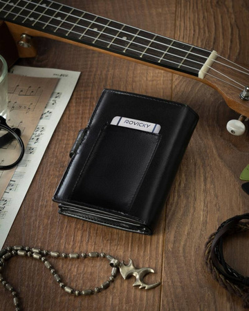 Portfel męski RFID z naturalnej skóry - 4U Cavaldi, czarny