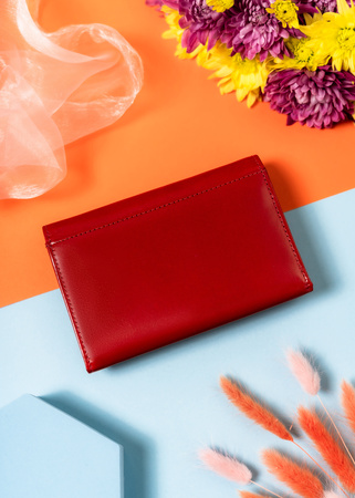 Portfel damski Peterson RFID z naturalnej skóry w kolorze czerwonym