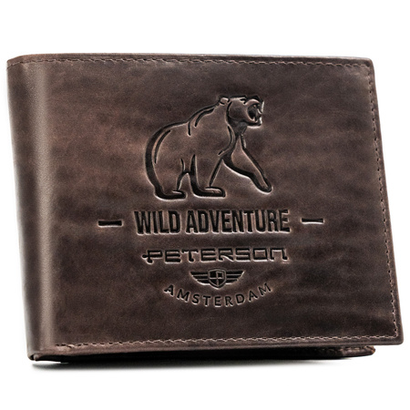Portfel skórzany męski z tłoczeniem Peterson - duży, elegancki design