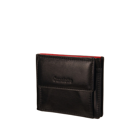 Portfel skórzany Canaletto - elegancki, funkcjonalny, z RFID, czarno-czerwony